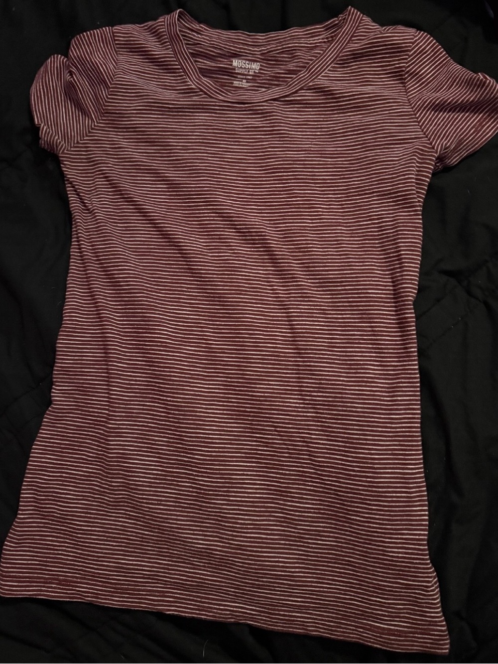 Mossimo Supply Co. Burgundy and White Striped Tee